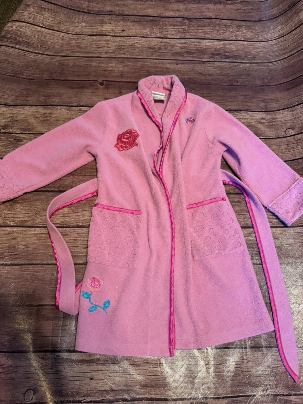 Kid's Disney Store Princess Pink Rose Robe XS Cinderella Belle Sleeping Beauty
